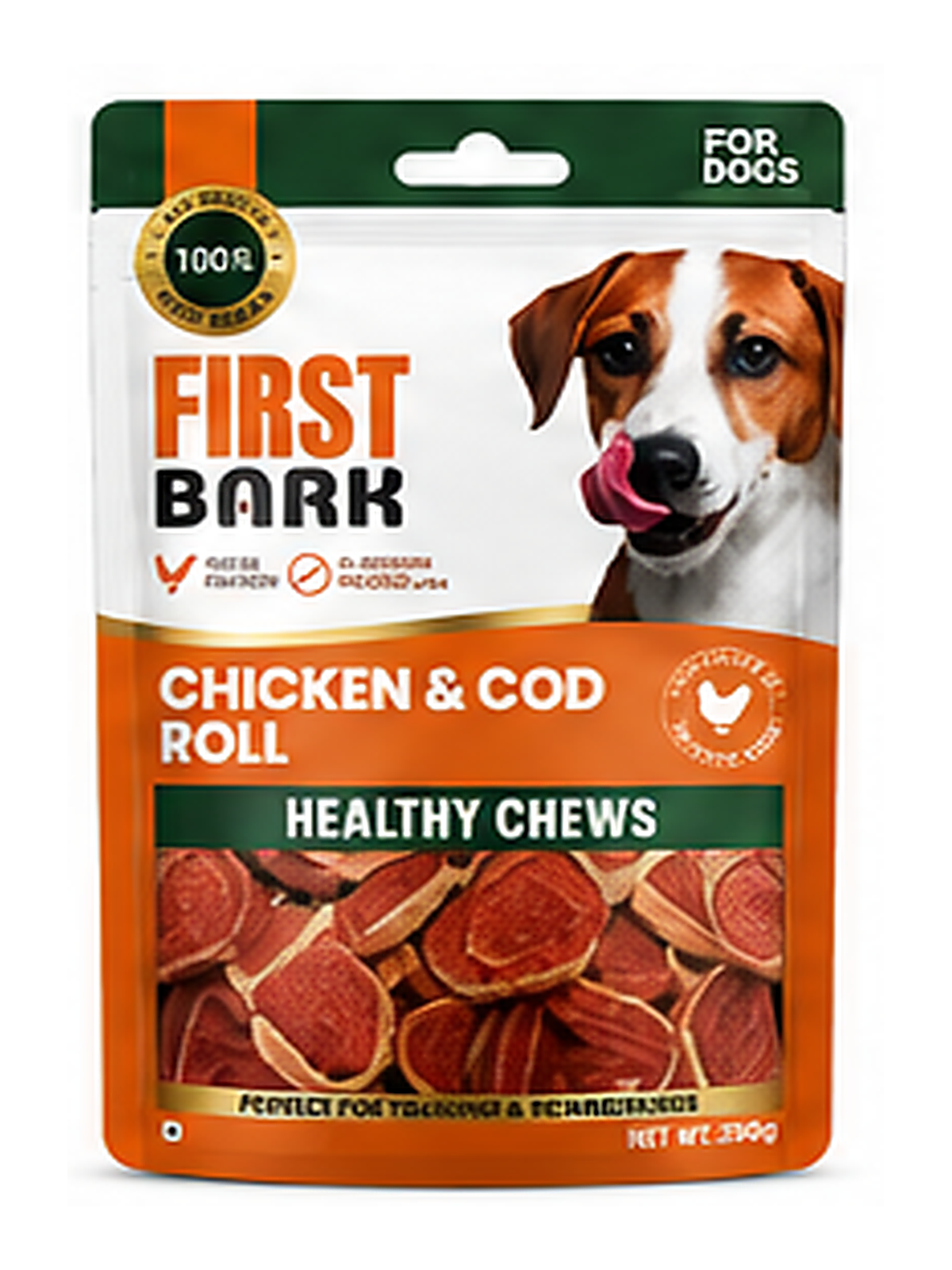 First Bark Chicken & Cod Roll Dog Treat 200g