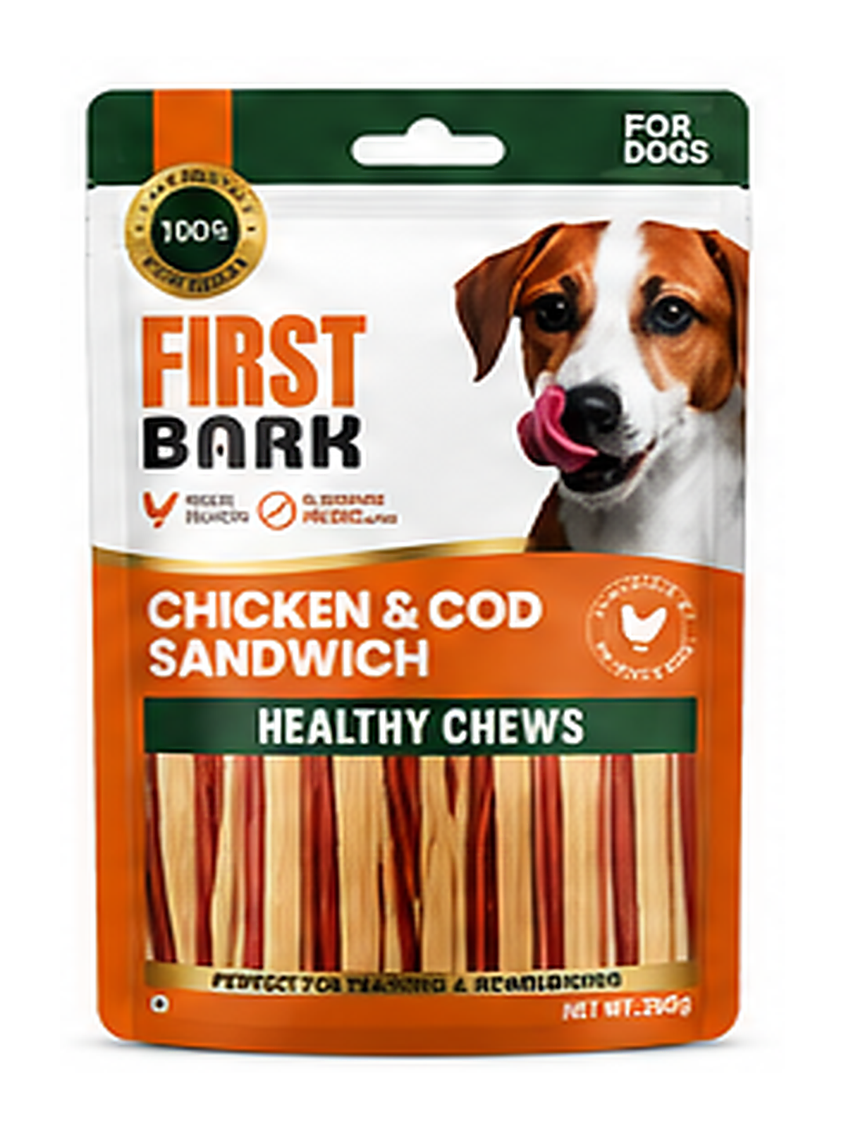First Bark Chicken & Cod Sandwich Dog Treat 200g