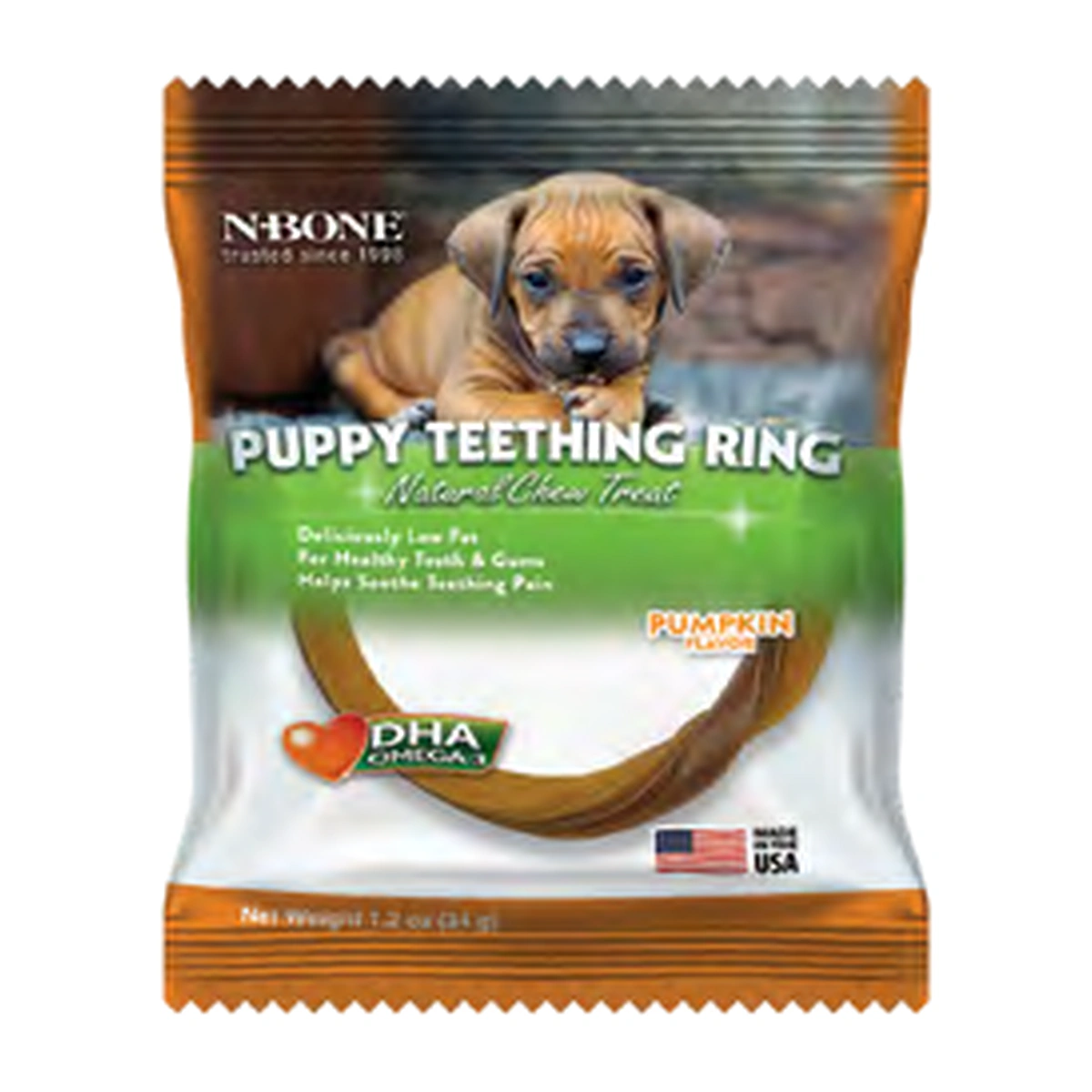 NPIC N-Bone Puppy Teething Ring Puppy Teething Ring Pumpkin Flavor