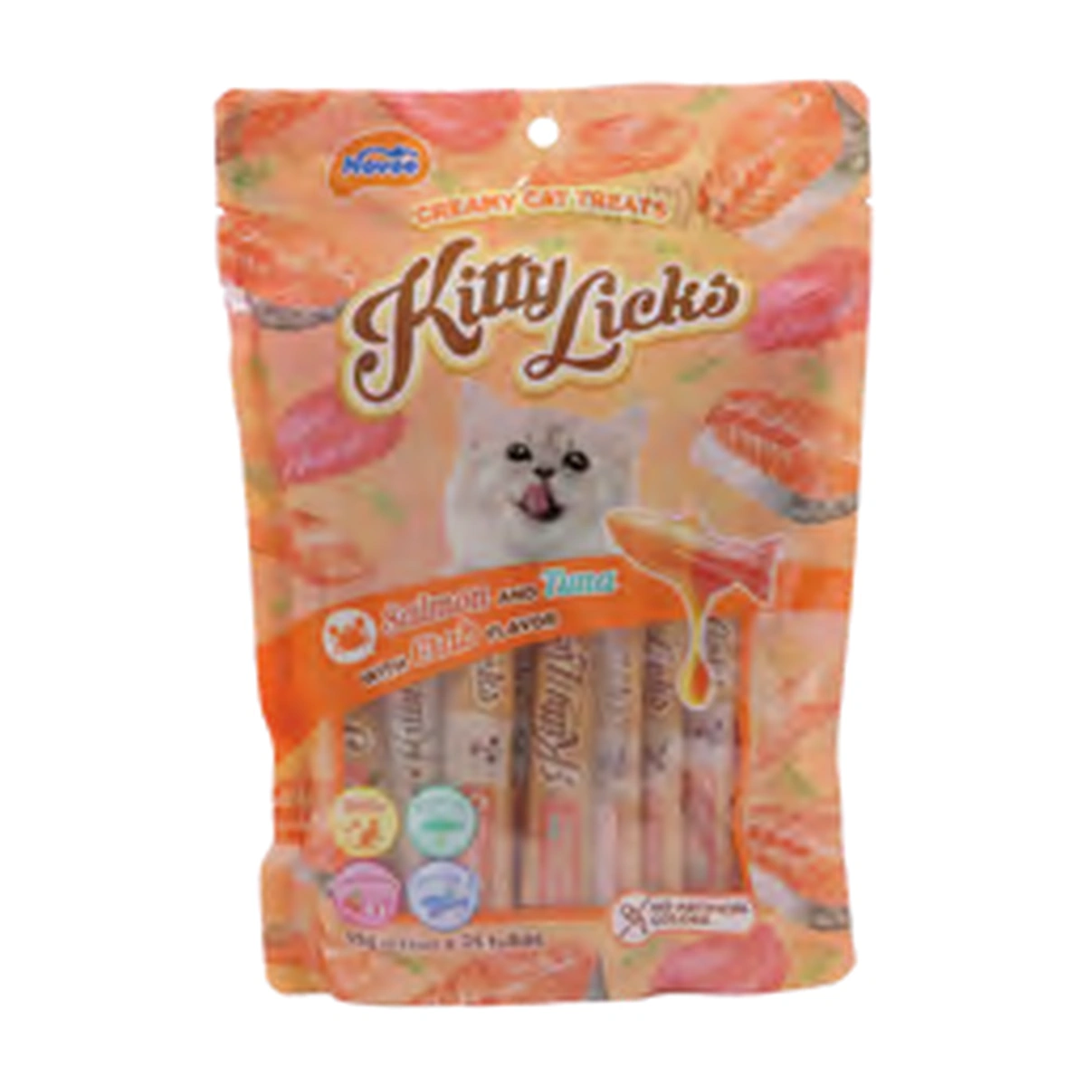 Novee Kitty Licks Salmon and Tuna with Crab Pack of 25 Tubes