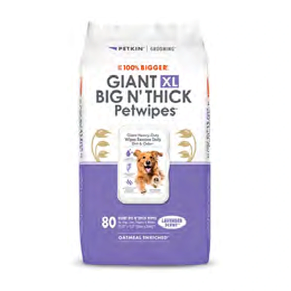 Petkin Big N’ Thick Petwipes, Lavender Scent