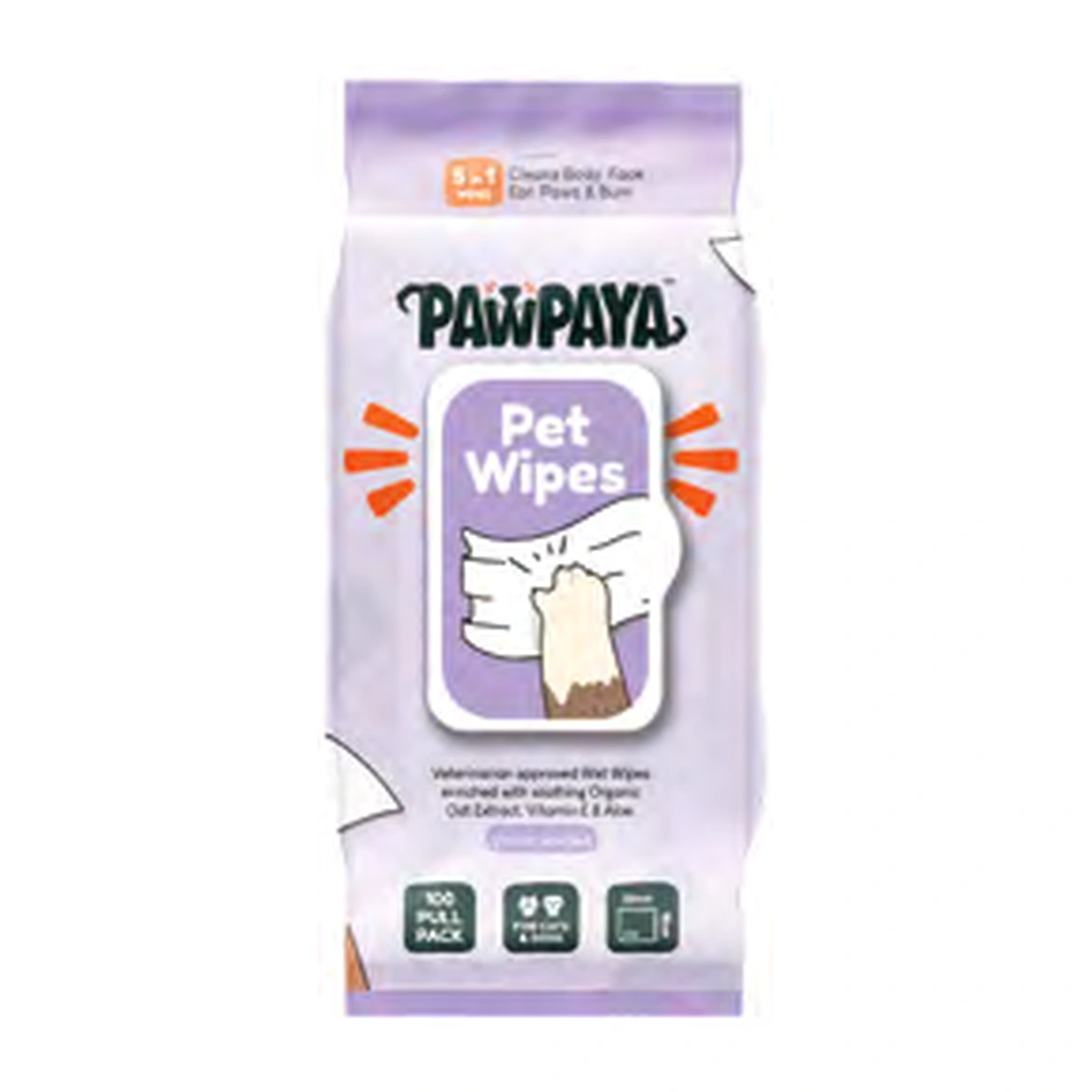 Pawpaya Pet Wipes 100 Wipes 20 x 18 cm