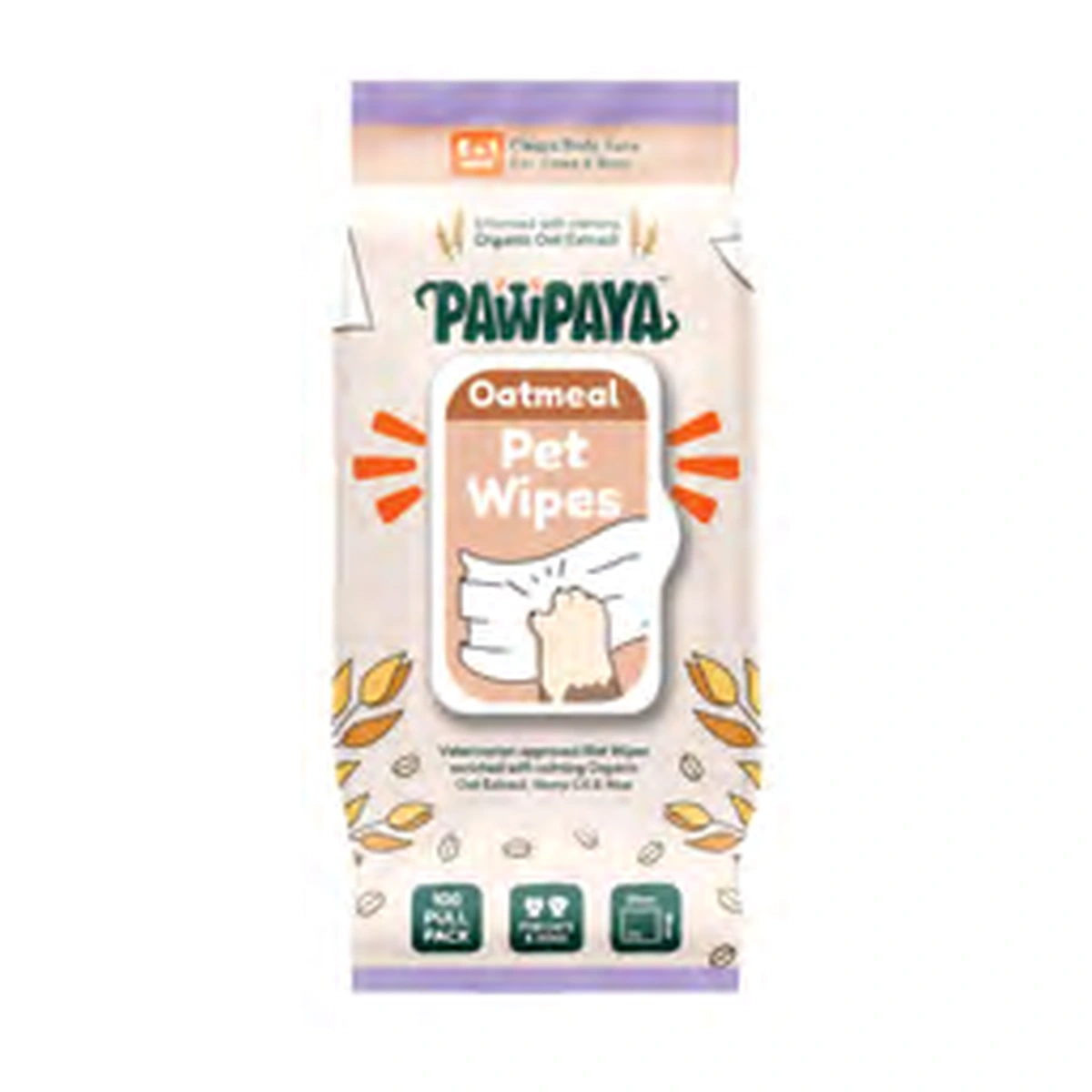 Pawpaya Oatmeal/Lavender/Anti-bacterial Wipes Oatmeal Pet Wipes