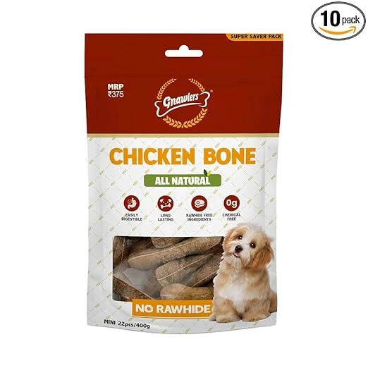 Gnawlers Chicken Bone Mini Dog Treat 400g (22 Pcs)
