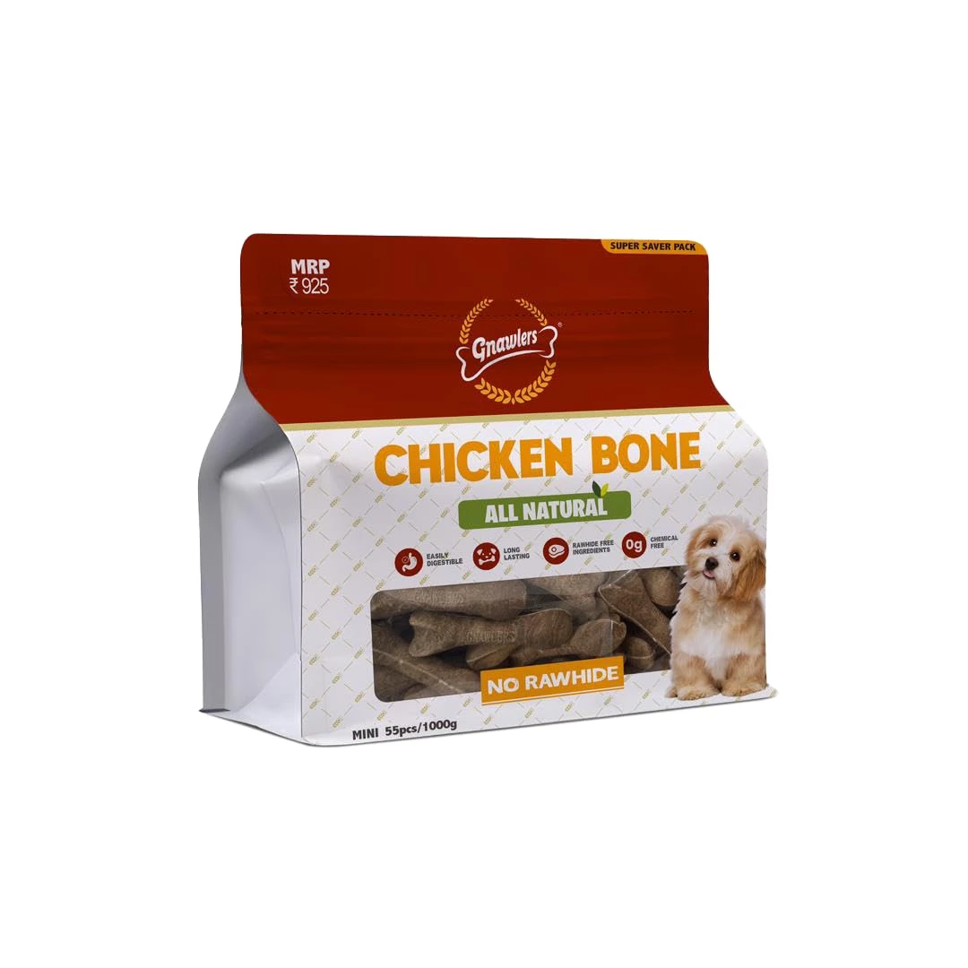 Gnawlers Chicken Bone Medium Dog Treat 1kg (11 Pcs)