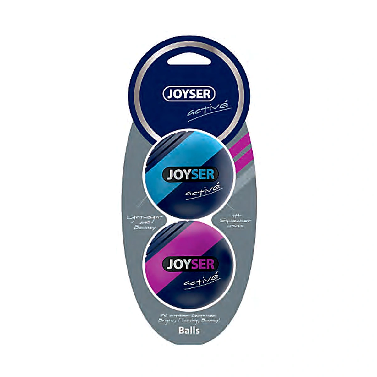 Joyser Active 2 TPU Balls with Squeaker Blue/Pink