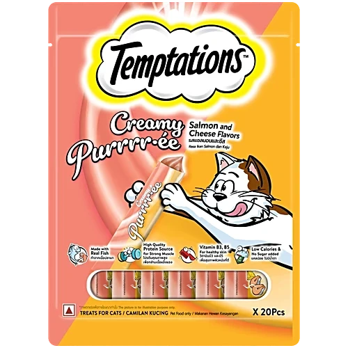 Temptations Creamy Purrr-ee Salmon & Cheese Value Pack Cat Treat