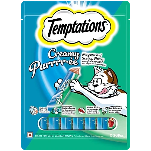 Temptations Creamy Purrr-ee Maguro & Scallop Value Pack Cat Treat