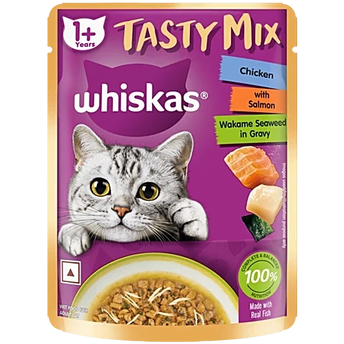 Whiskas Tasty Mix Chicken Salmon Wakame Seaweed in Gravy Wet Cat Food