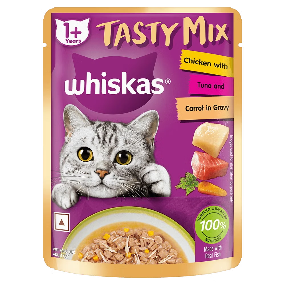 Whiskas Tasty Mix Chicken Tuna Carrot in Gravy Wet Cat Food