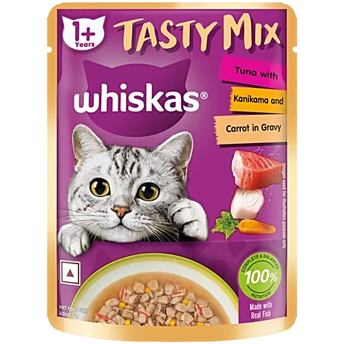 Whiskas Tasty Mix Tuna Kanikama Carrot in Gravy Wet Cat Food