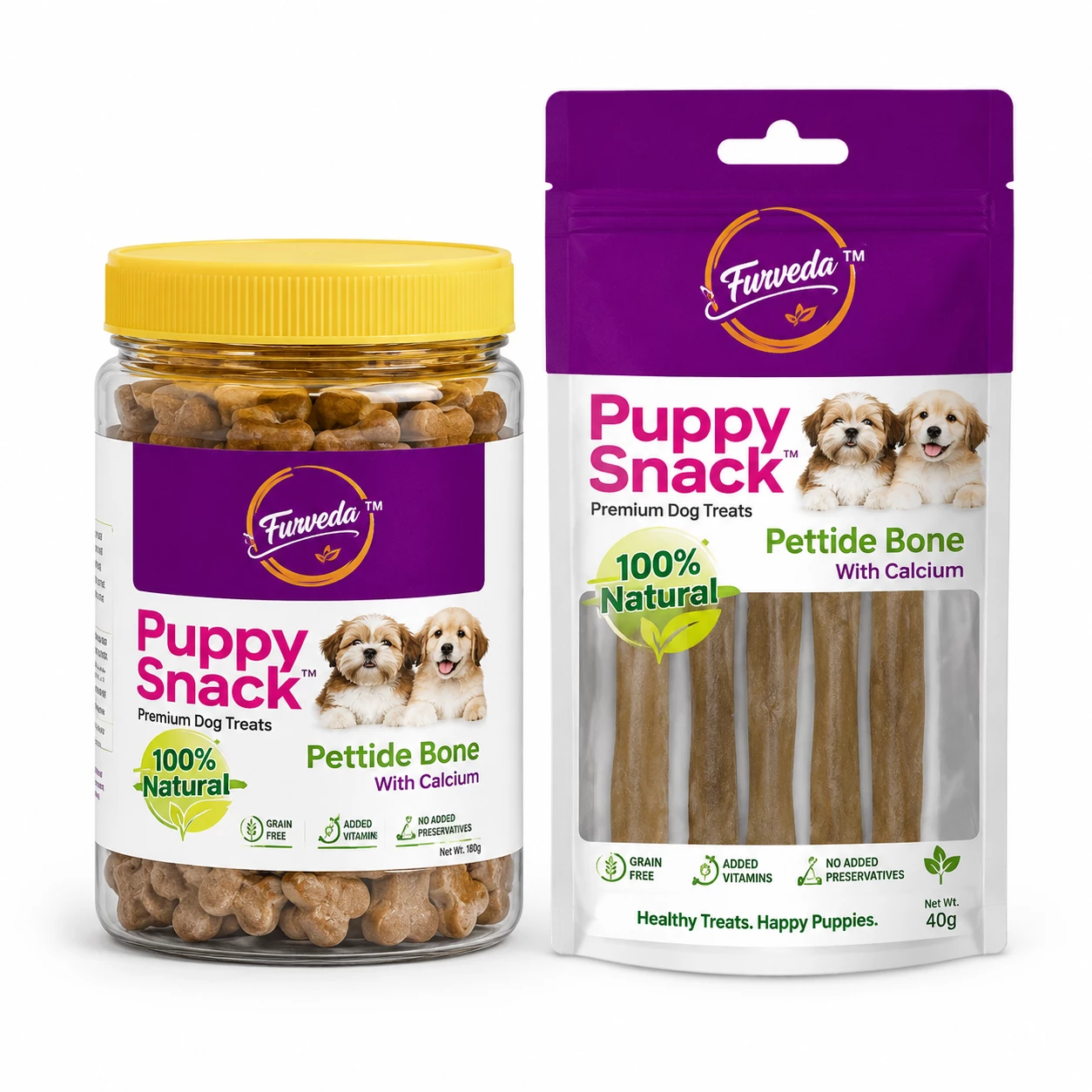 Puppy Snacks Meat Zip Dog Treat Jar & Pouch