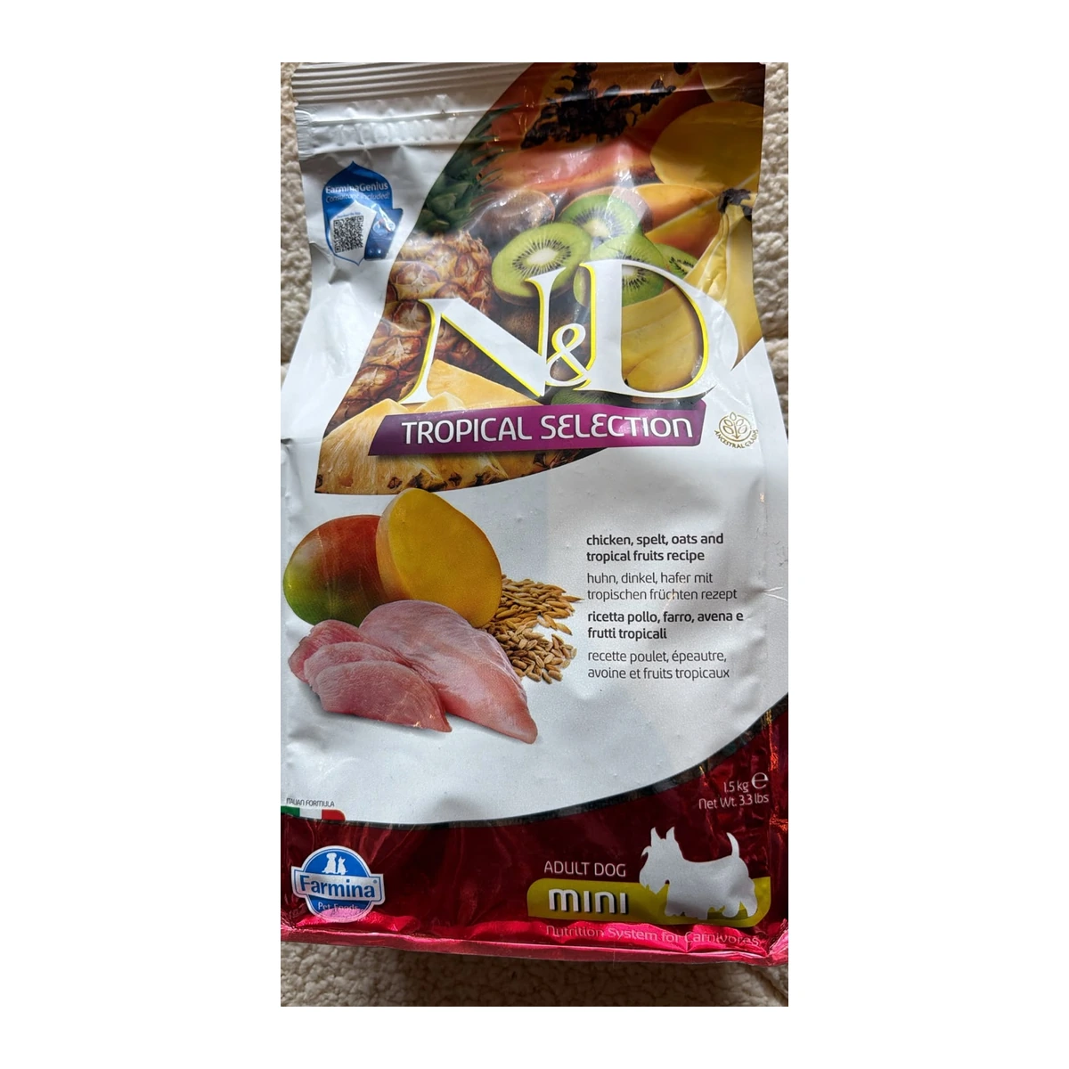 N&D Tropical Selection Adult Mini Chicken, Spelt, Oats & Tropical Fruits