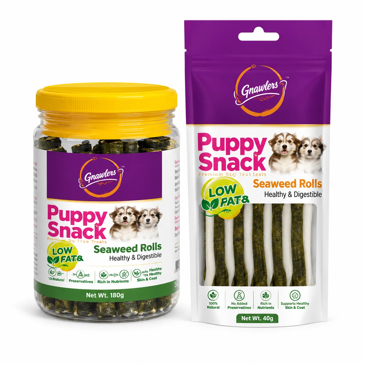 Puppy Snacks Seaweed Dog Treat Jar & Pouch