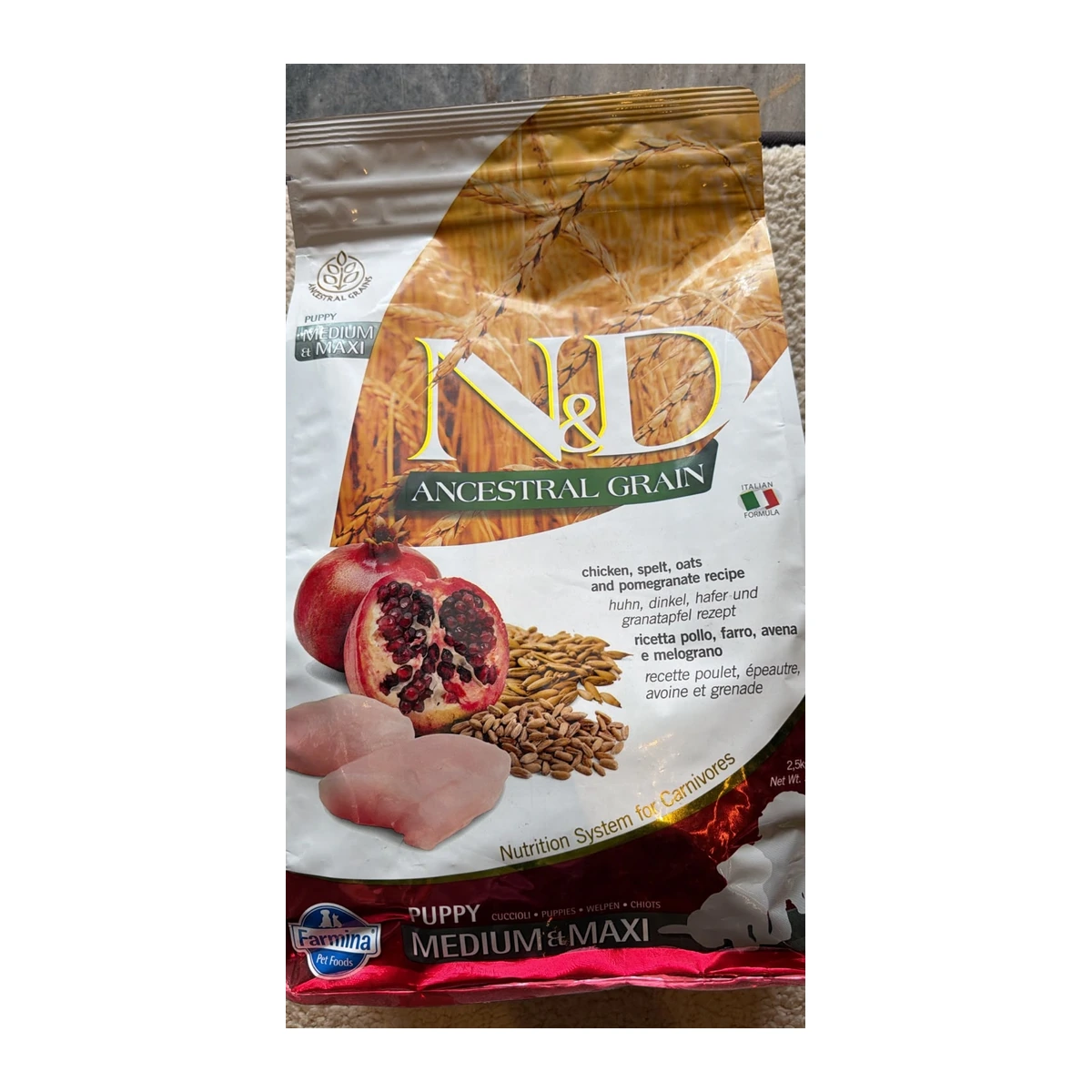 N&D Ancestral Grain Puppy Medium & Maxi Chicken, Spelt, Oats & Pomegranate