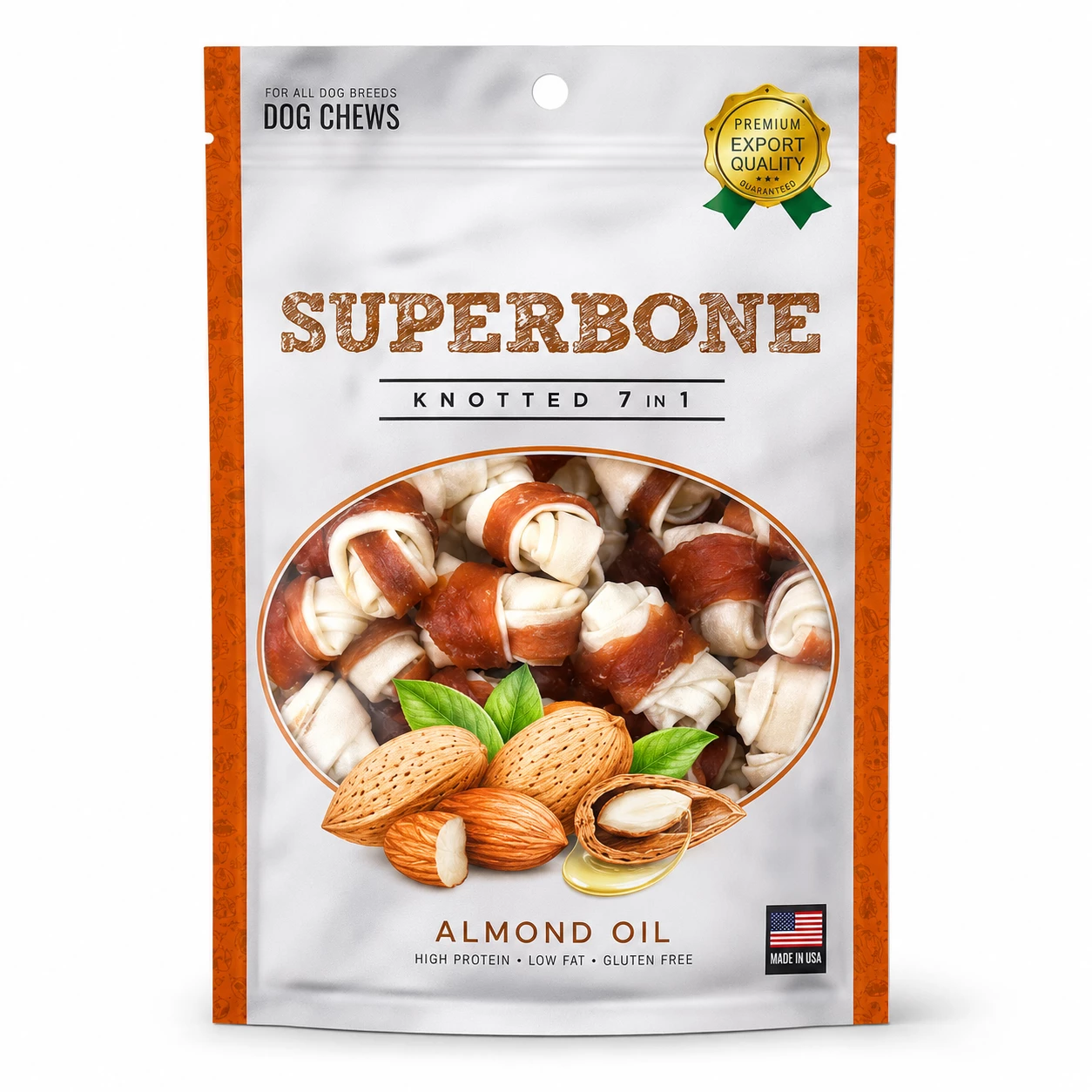 Superbone Knotted Almond Oil Dog Treat (7 in 1