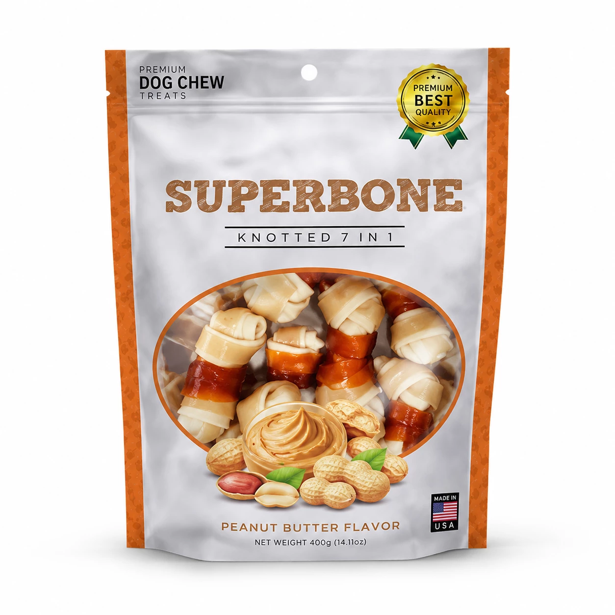 Superbone Knotted Peanut Butter Dog Treat (7 in 1