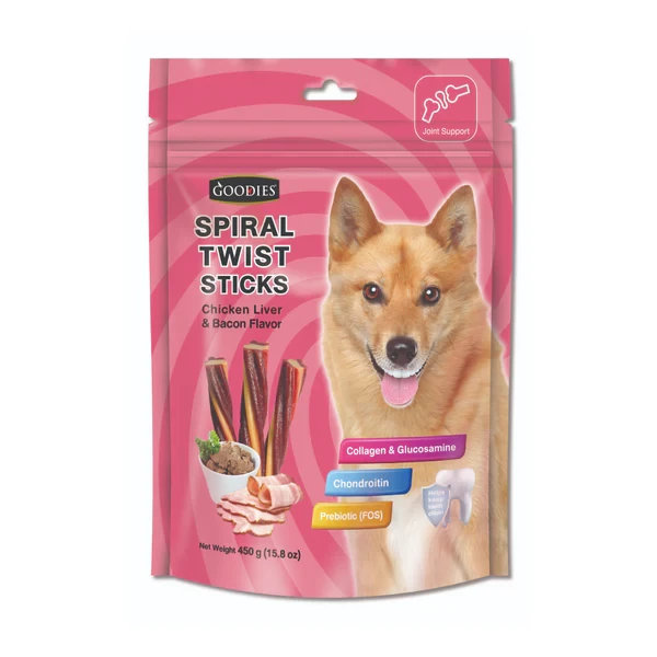 Goodies Spiral Twist Sticks Chicken Liver & Bacon Dog Treat