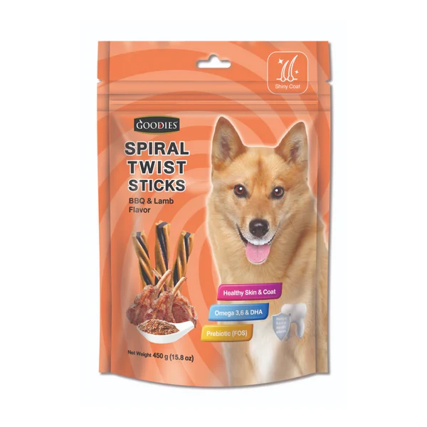 Goodies Spiral Twist Sticks BBQ & Lamb Dog Treat