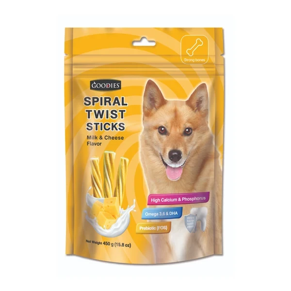 Goodies Spiral Twist Sticks Milk & Cheese Dog Treat