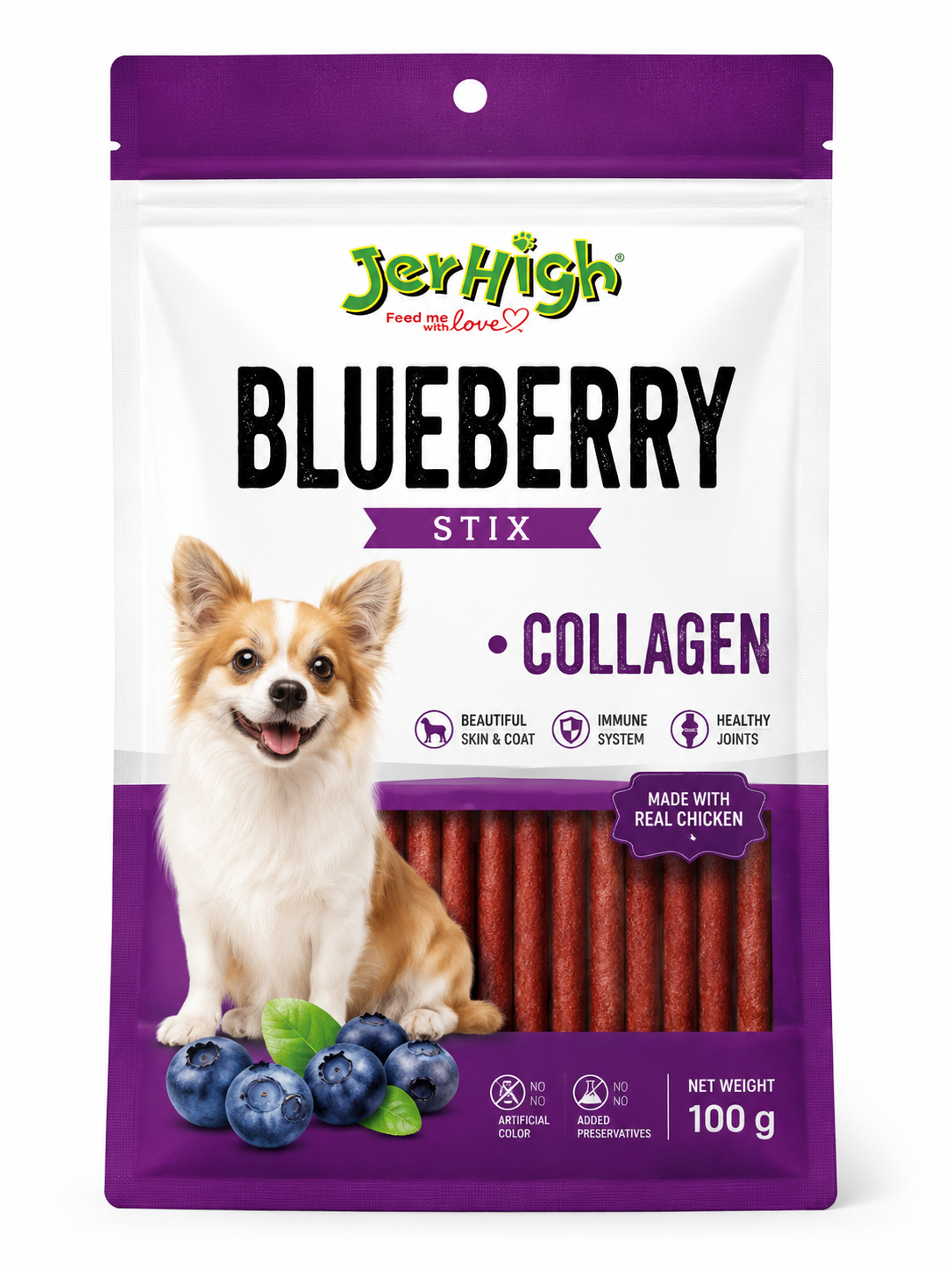 JerHigh Blueberry Stick Dog Treat