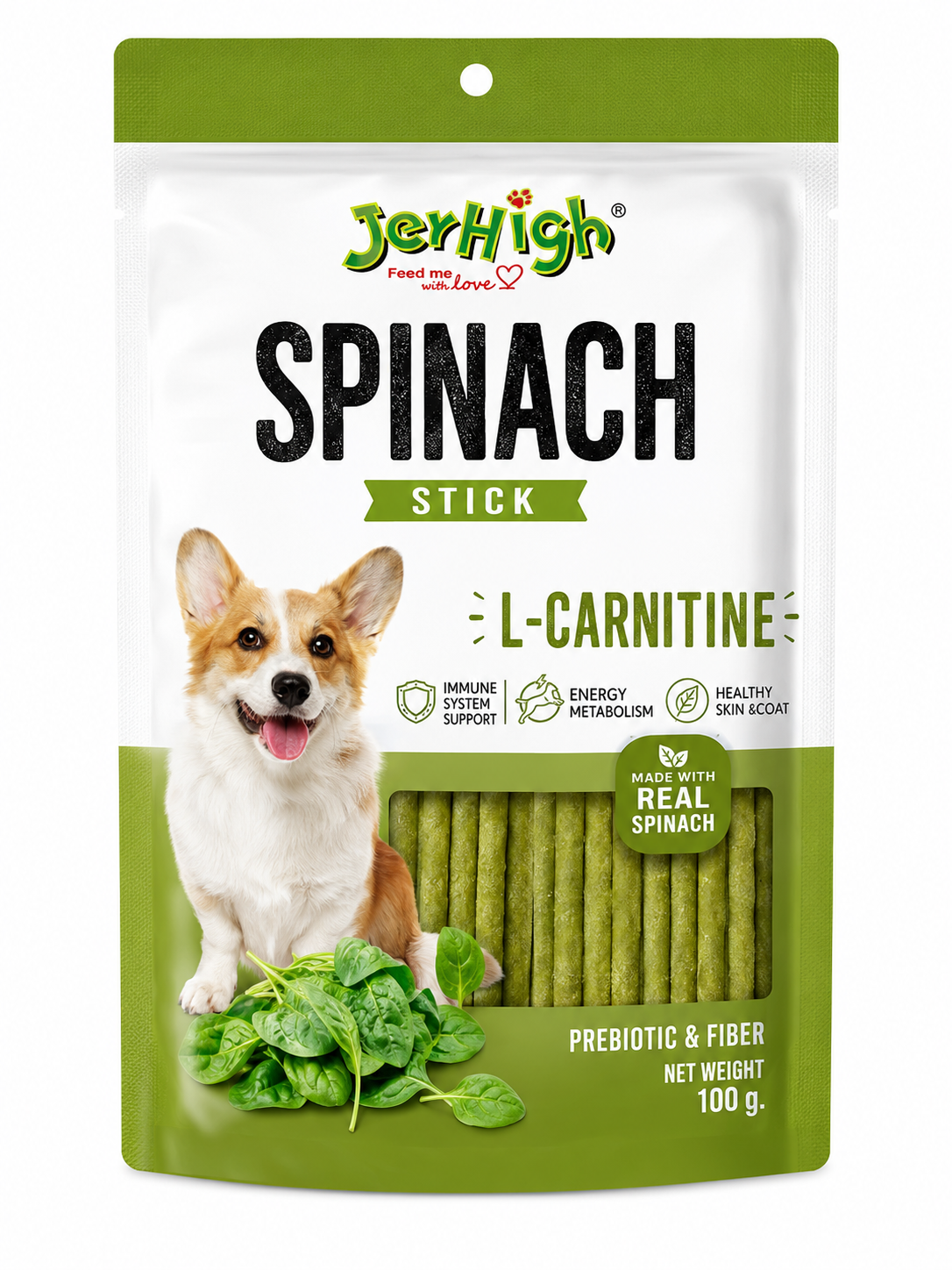 JerHigh Spinach Stick Dog Treat