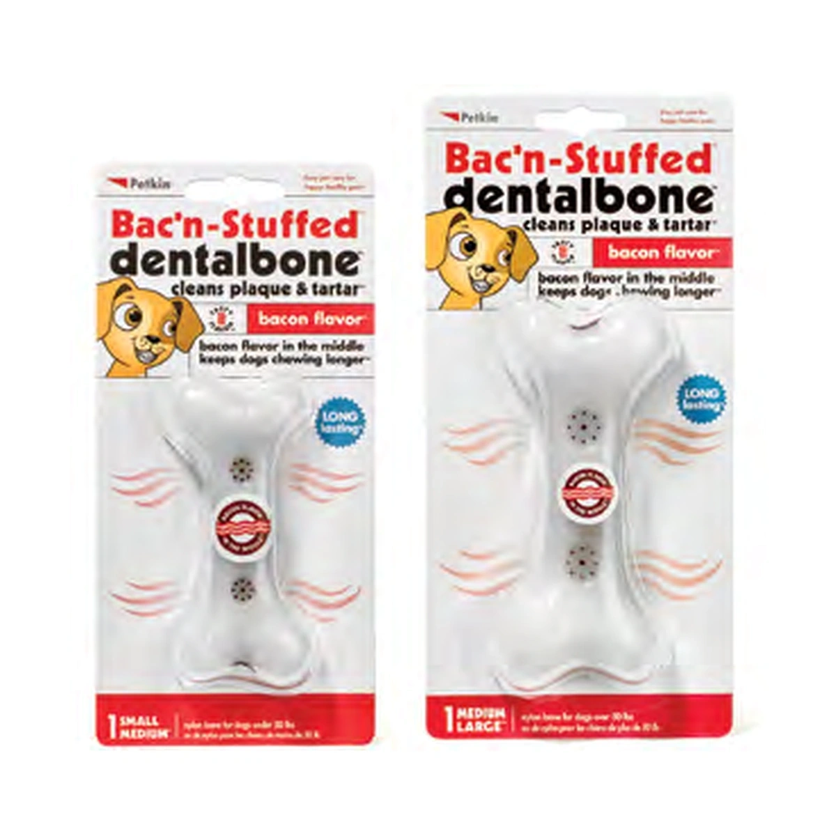 Petkin Bac'n-Stuffed Dental Bone Dog Toy M-L